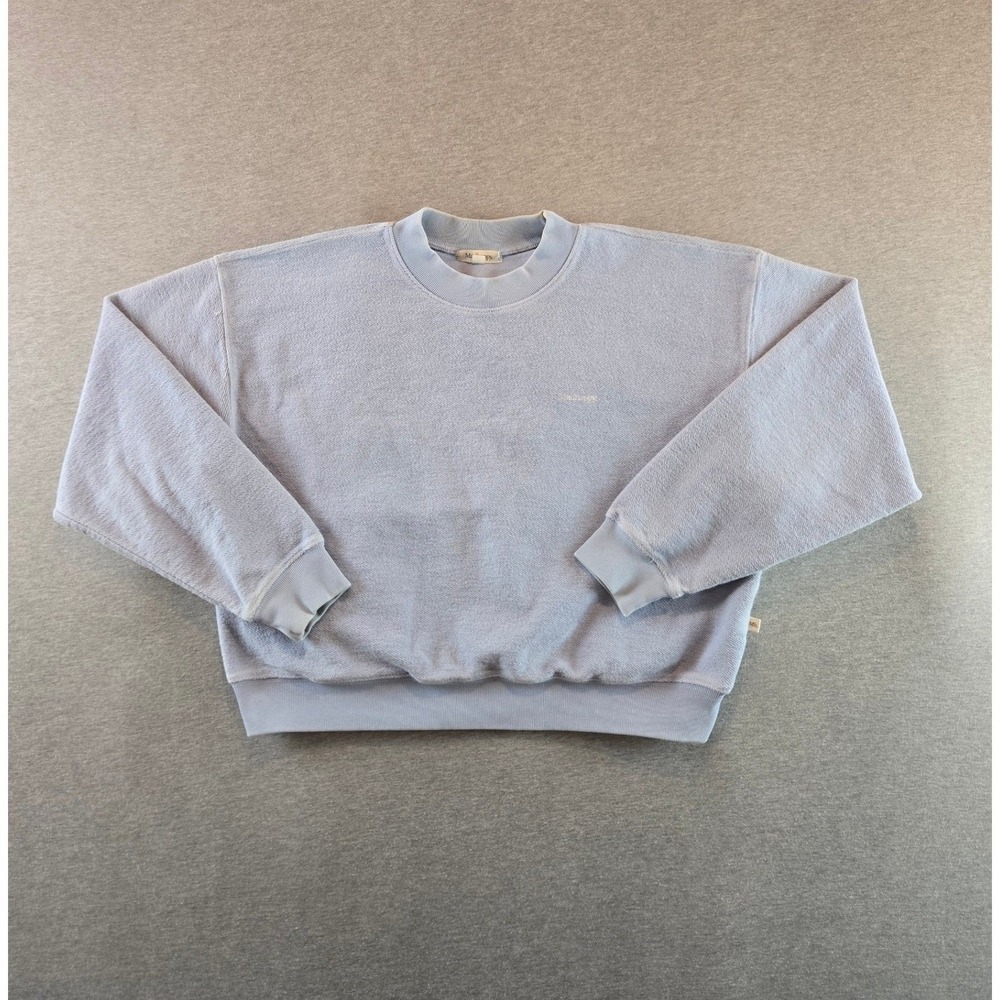 Madhappy Cropped Terry Sweatshirt Womens Small Blue Crewneck Pullover USA Made